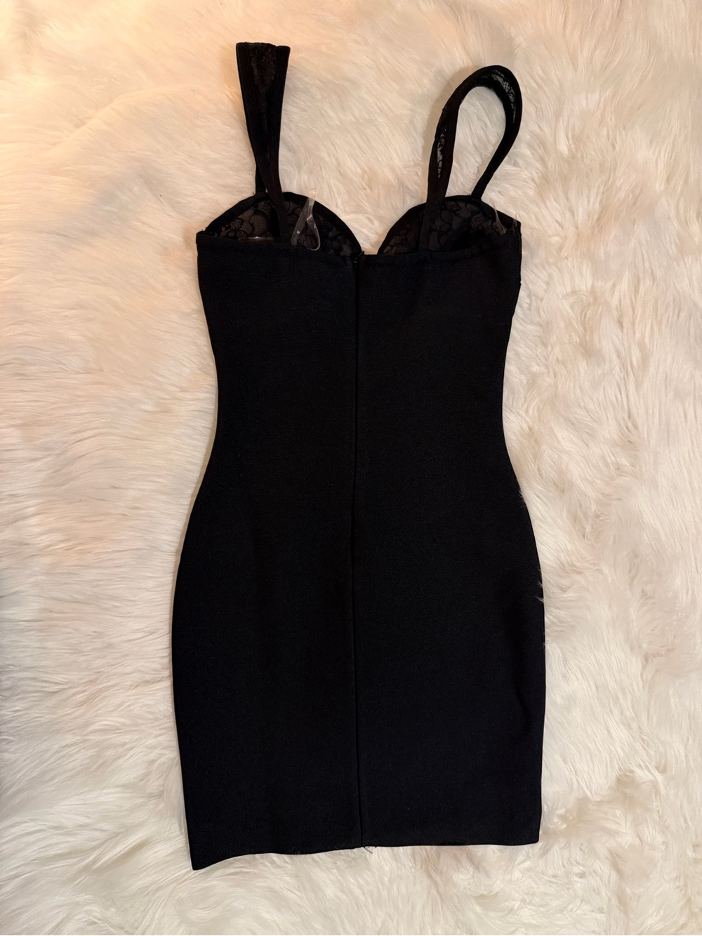 Fashion Nova Black Bandage Mini Dress NWT XS & S Sweetheart Cutout Lace - Picture 13 of 16